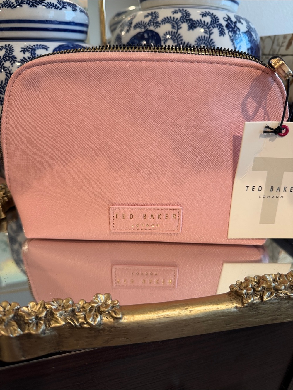 Ted Baker Blush Pink Zip-Top Cosmetic Pouch